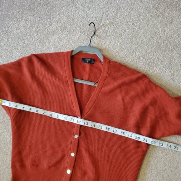 Tahari Burnt Orange Ribbed Boxy Grandpa Button Up Cardigan M - Picture 5 of 8